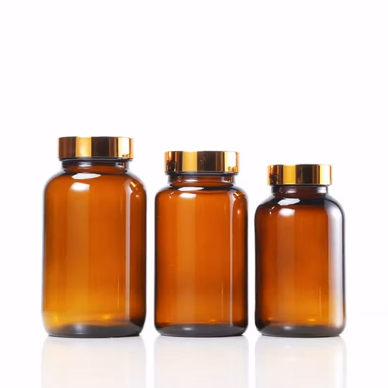 Bouteille pharmaceutique de capsule de verre de comprimé ambre clair de 100cc pour la pilule