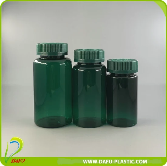 Récipient de capsule en plastique pharmaceutique pour animaux de compagnie personnalisé de 200 ml avec capuchon en plastique